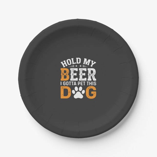 Hold My Beer Dog Lover Paper Plate (Front)