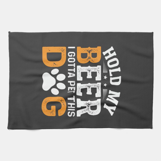 Hold My Beer Dog Lover Tea Towel (Horizontal)