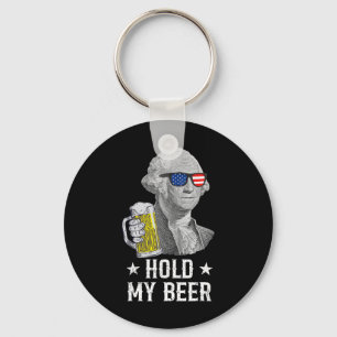 Hold My Beer George Washington Patriot Funny 4th O Key Ring