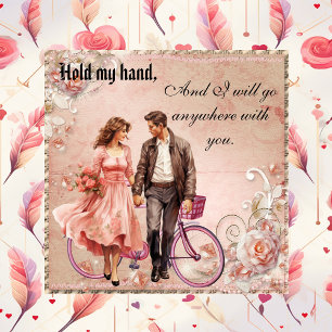 Hold My Hand Romantic Valentines Day Couple Photo  Holiday Card