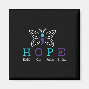 Hold On Hope Semicolon Gift Suicide Prevention Awa Magnet