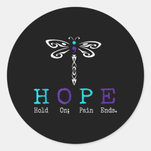 Hold On Hope Semicolon Prevention Awareness Gift Classic Round Sticker