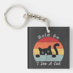 Hold On I See A Cat, Playful and Humourous Cat Pee Key Ring