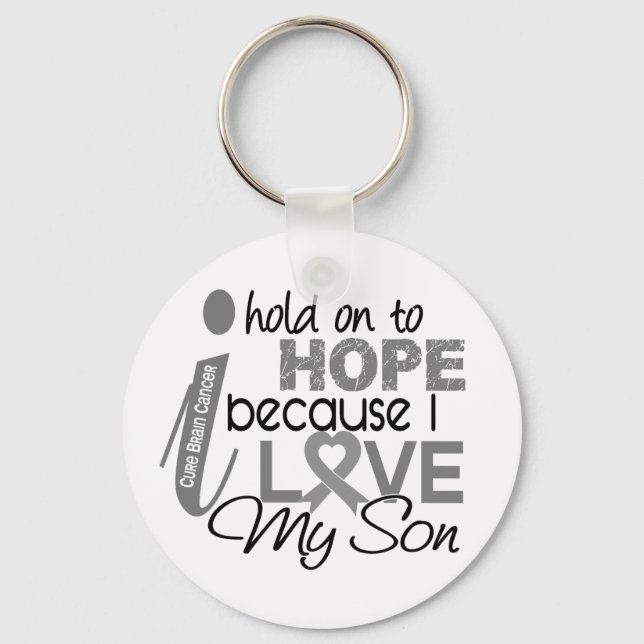 Hold On To Hope Son Brain Cancer Key Ring (Front)