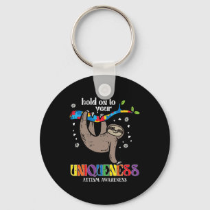 Hold On Uniqueness Autism Sloth Awareness Asd Men Key Ring