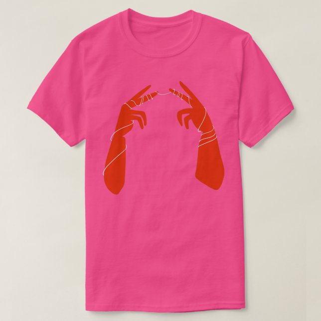 Hold Onto Each Other Terracotta and Gossamer Hands T-Shirt (Design Front)