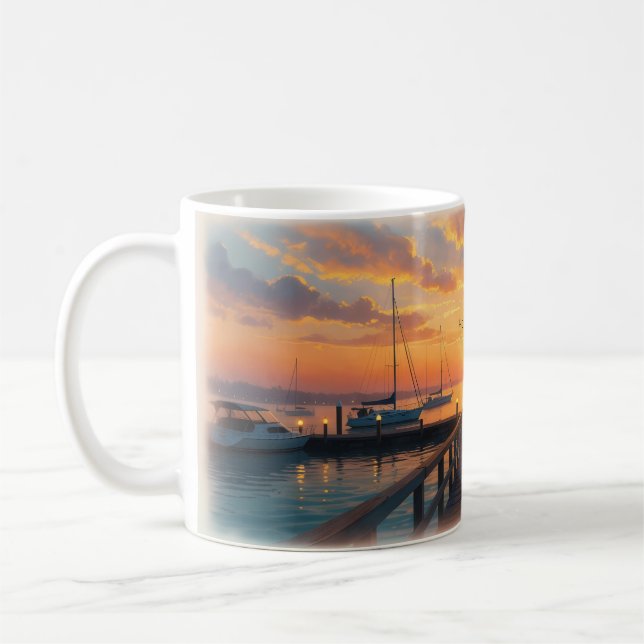 🌅 Hold the Light Golden Sunset Harbour Mug (Left)