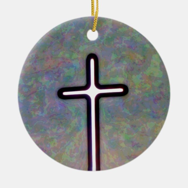 Hold the Light Inside Cross Ceramic Tree Decoration (Front)