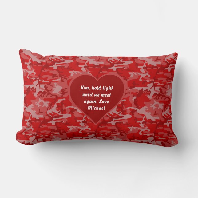 Hold Tight Red Camo Valentine Pillow -Customisable (Front)