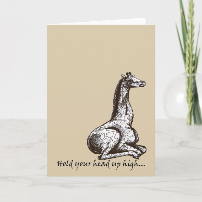 Hold your head up high - giraffe greetings card (Front)