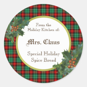 Holday Kitchen of Holly Plaid Baking Sticker