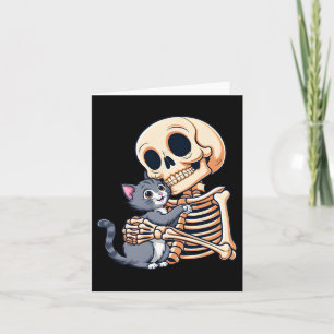 Holding A Cat Cute Halloween Costume Skull Cat Card