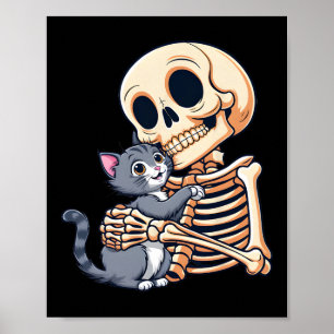 Holding A Cat Cute Halloween Costume Skull Cat Poster