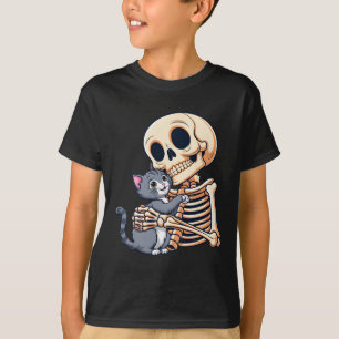 Holding A Cat Cute Halloween Costume Skull Cat T-Shirt
