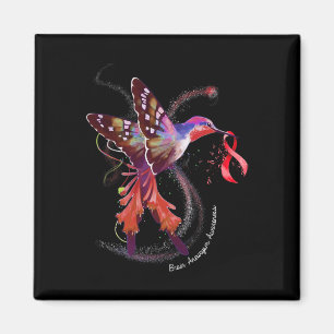 Holding Burgundy Ribbon Brain Aneurysm Awareness Magnet