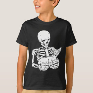 Holding Cat Funny Halloween Skull Sphynx Cat T-Shirt