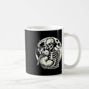 Holding Cat Spooky Skull Halloween Gothic Kitty Coffee Mug