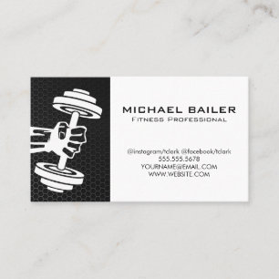 Holding Dumbbell Weight Fitness Lifting Business Card
