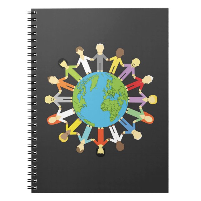 Holding Hands Around Earth Spiral Notebook (Front)