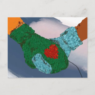 Holding hands couple art print, valentine gifts postcard