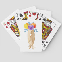 Holding Hands Floral Watercolor Playing Cards