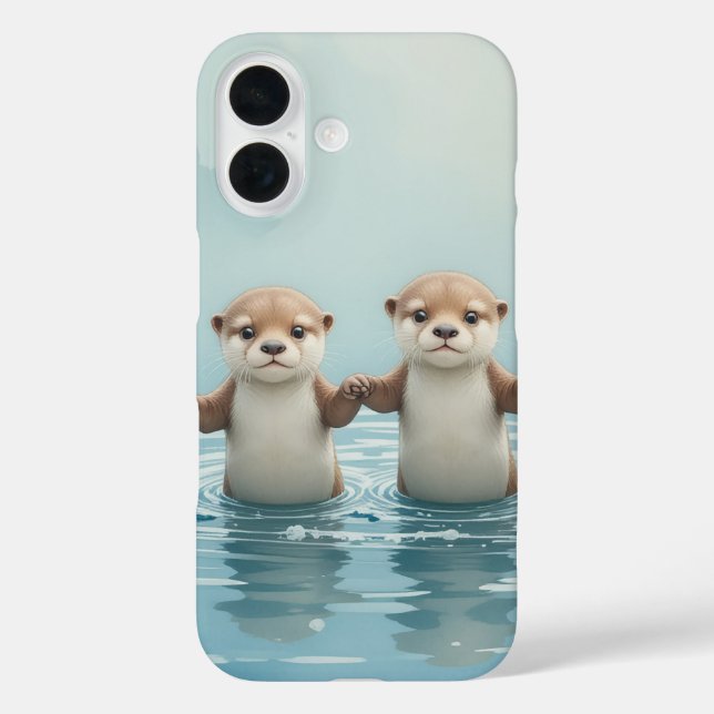 Holding Hands Otters iPhone / iPad case (Back)