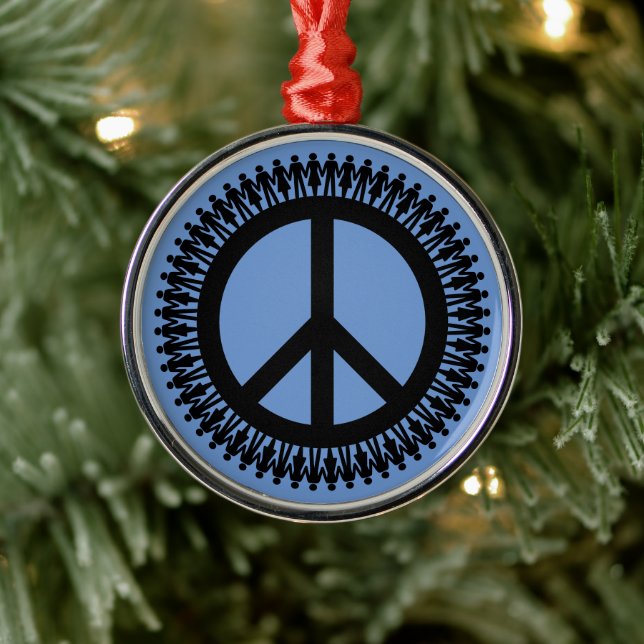 Holding hands peace sign metal tree decoration (Tree)