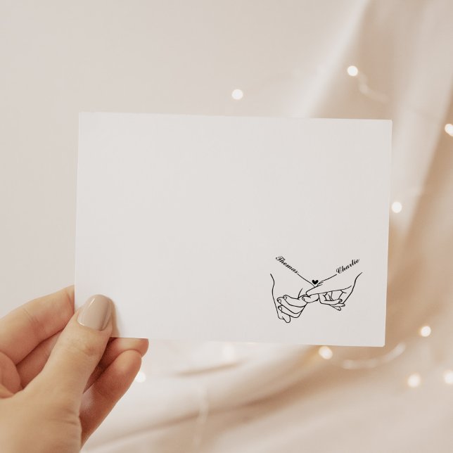 Holding Hands Simple Minimal Wedding Card (Creator Uploaded)