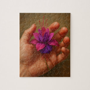 Holding Love: Purple Flower in Hand – 110 Piece Pu Jigsaw Puzzle