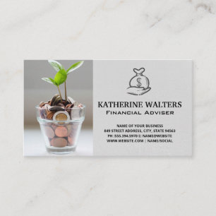 Holding Money Bag Change Plant Business Card