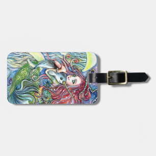 Holding Narwhal Baby - Mermaid Art Luggage Tag