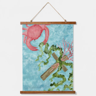 Holding onto the cross  hanging tapestry