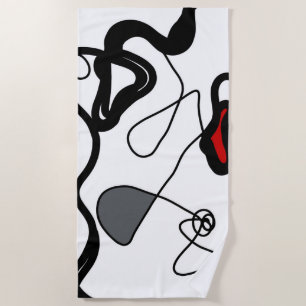 Holding Pattern: Abstract Black, White, Grey & Red Beach Towel