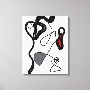 Holding Pattern: Abstract Black, White, Grey & Red Canvas Print