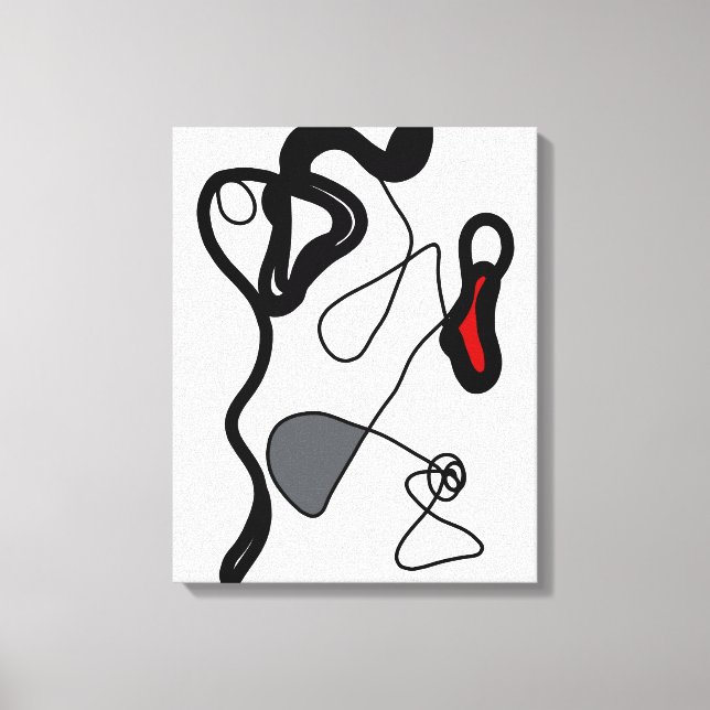 Holding Pattern: Abstract Black, White, Grey & Red Canvas Print (Front)