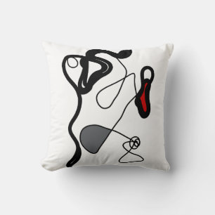 Holding Pattern: Abstract Black, White, Grey & Red Cushion