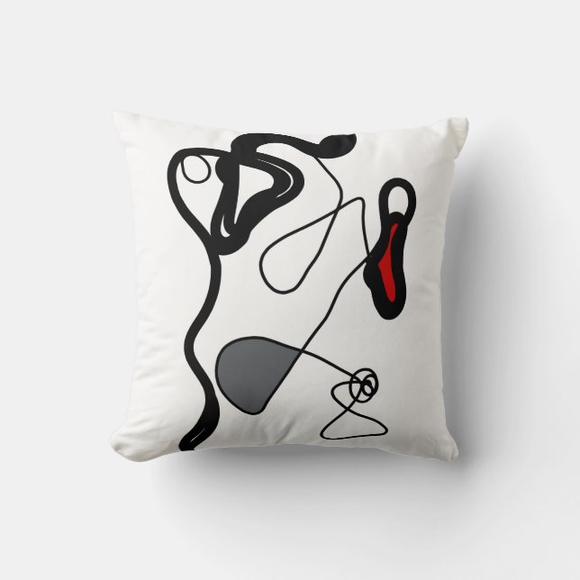 Holding Pattern: Abstract Black, White, Grey & Red Cushion (Front)