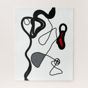 Holding Pattern: Abstract Black, White, Grey & Red Jigsaw Puzzle