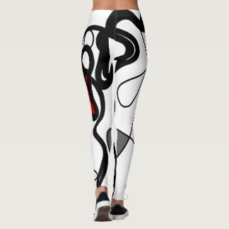 Holding Pattern: Abstract Black, White, Grey & Red Leggings