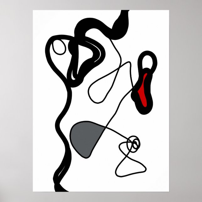 Holding Pattern: Abstract Black, White, Grey & Red Poster (Front)