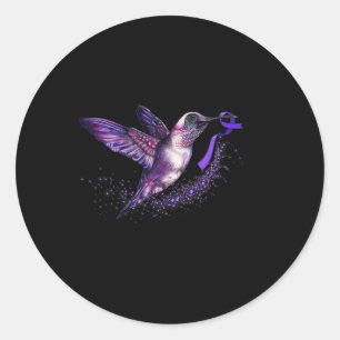 Holding Purple Ribbon Fibromyalgia Awareness Classic Round Sticker
