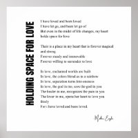 Holding space for love poem wall art poster black