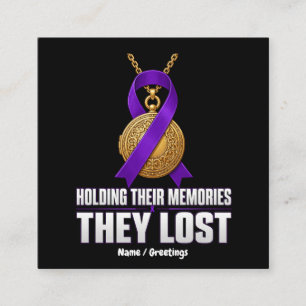 Holding Their Memories They Lost Purple Ribbon Square Business Card