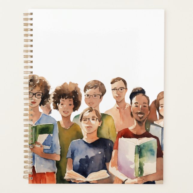 Holding up books planner (Front)