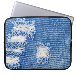 Hole, denim jeans, ripped texture laptop sleeve