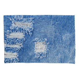 Hole, denim jeans, ripped texture pillowcase