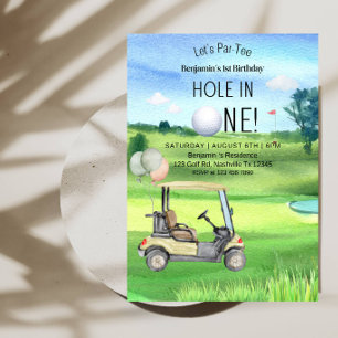 Hole in One 1st Birthday- Boy Golf First Birthday Invitation