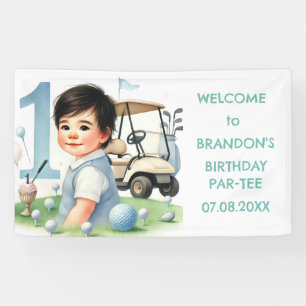 Hole in One 1st Birthday Boy Golf Par-tee Banner