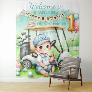 Hole in One 1st Birthday Boy Golf Par-tee Tapestry