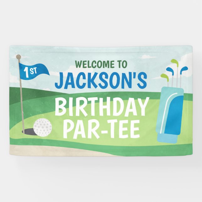 Hole in One Birthday Banner, Golf Happy Birthday Banner (Horizontal)